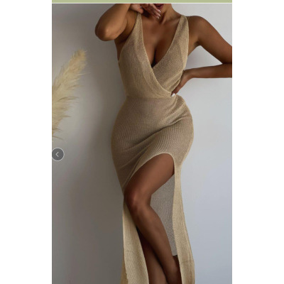  Backless tie see-through hook flower beach suspender dress 55  