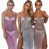 Beach blouse knit v-neck backless maxi dress 48