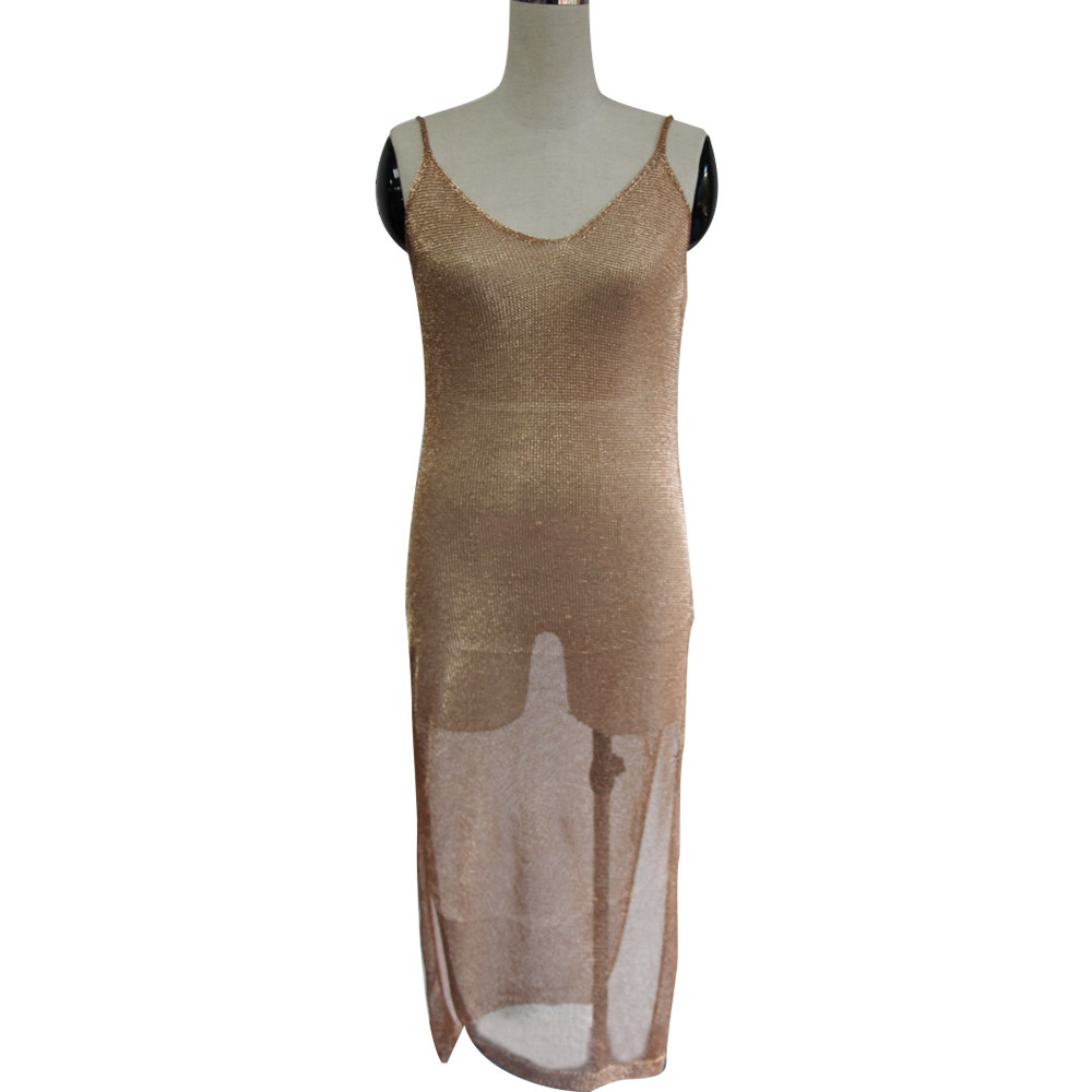 Beach blouse knit v-neck backless maxi dress 48