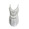 Beach crochet hollow blouse Hand crochet lace fringed vest 95
