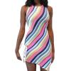 Hip wrap fashion slim sleeveless round neck dress 34