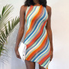 Hip wrap fashion slim sleeveless round neck dress 34