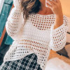 Hot Sale White Knit Loose Beach Bolero Sunscreen Shirt 65