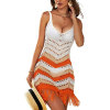 Knitted beach sunscreen fringe striped sundress 83
