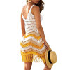 Knitted beach sunscreen fringe striped sundress 83