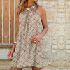 Lace Elegant Sleeveless Beach Solid Plaid Dress 35