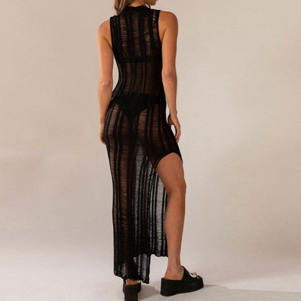 Long Loose Solid Beach Cutout Knit Blouse 92