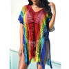 New Rainbow Color Seaside Holiday Beach Dress Sexy Knit Bikini Cover Up 84