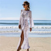Slit knit dress hollowed out long-sleeved beach sun protection clothing 116