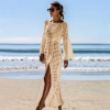 Slit knit dress hollowed out long-sleeved beach sun protection clothing 116