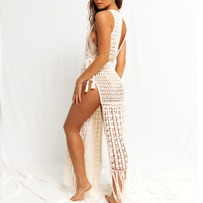 Solid Color Bikini Sunscreen Knit Beach Cover Up 47