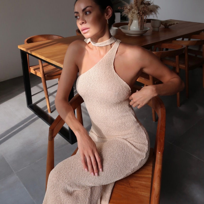 Solid Color Slim Sexy Long Dress Beach Vacation Dress 16