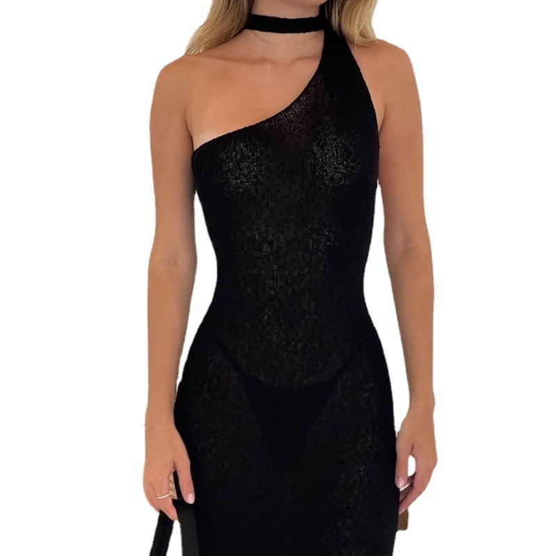 Solid Color Slim Sexy Long Dress Beach Vacation Dress 16