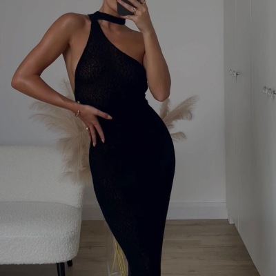 Solid Color Slim Sexy Long Dress Beach Vacation Dress 16