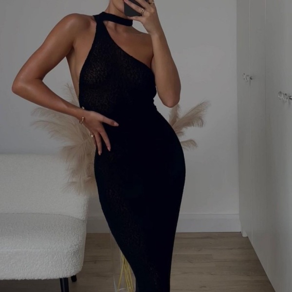 Solid Color Slim Sexy Long Dress Beach Vacation Dress 16