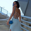 Solid Color Slim Sexy Maxi Square Neck Backless Dress 7