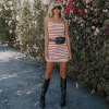 Striped Slim Sexy Sling Dress Knitted Hip Skirt 31