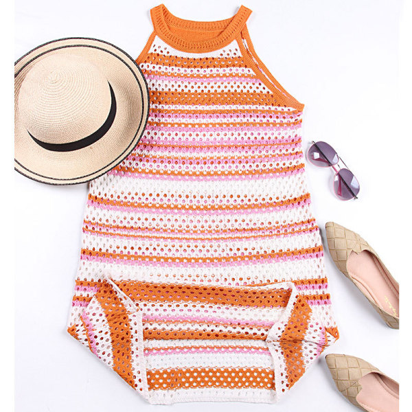Summer new striped color women's bikini cover-up jumpsuit 102