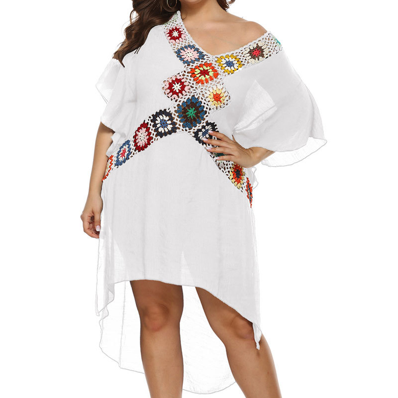 V-neck loose slit plus size beach dress 25