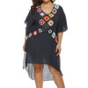 V-neck loose slit plus size beach dress 25