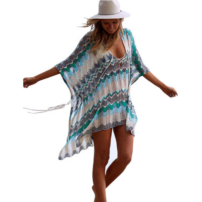 Beach Cover-Up Holiday Knit Colorblock Bikini Cover-Up 120 