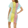 Color-block sexy V-neck knitted bikini sun protection cover-up dress 142