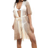 New color matching belted slit shawl holiday beach cover-up 152