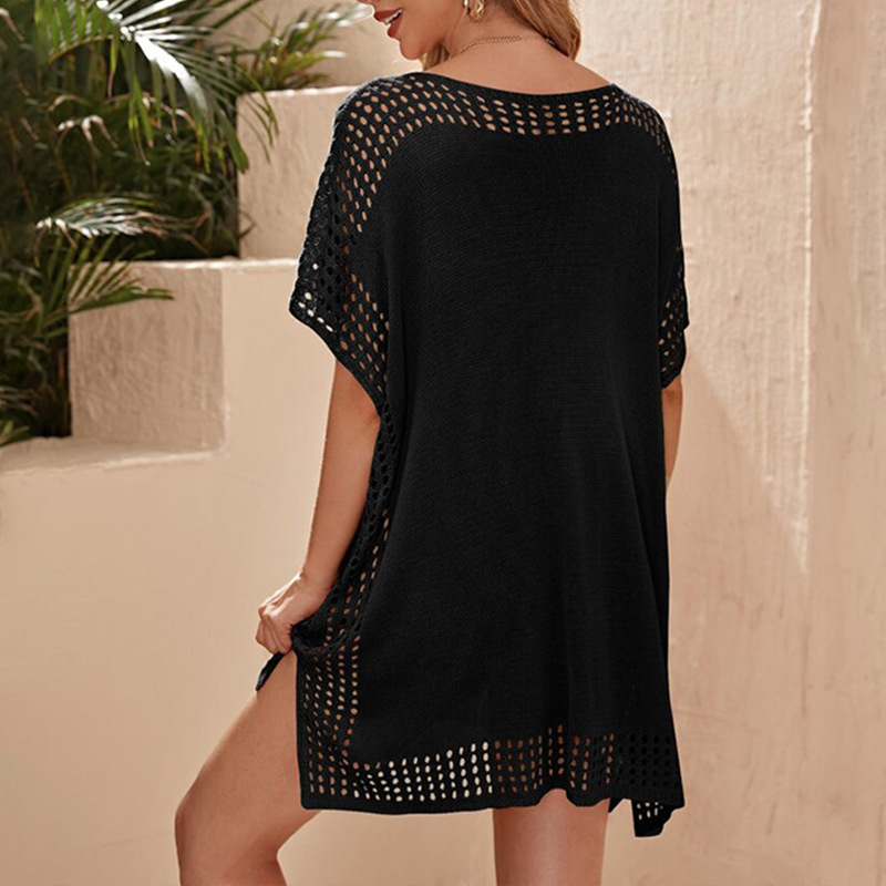 New seaside vacation hollow knitted mesh pullover 132