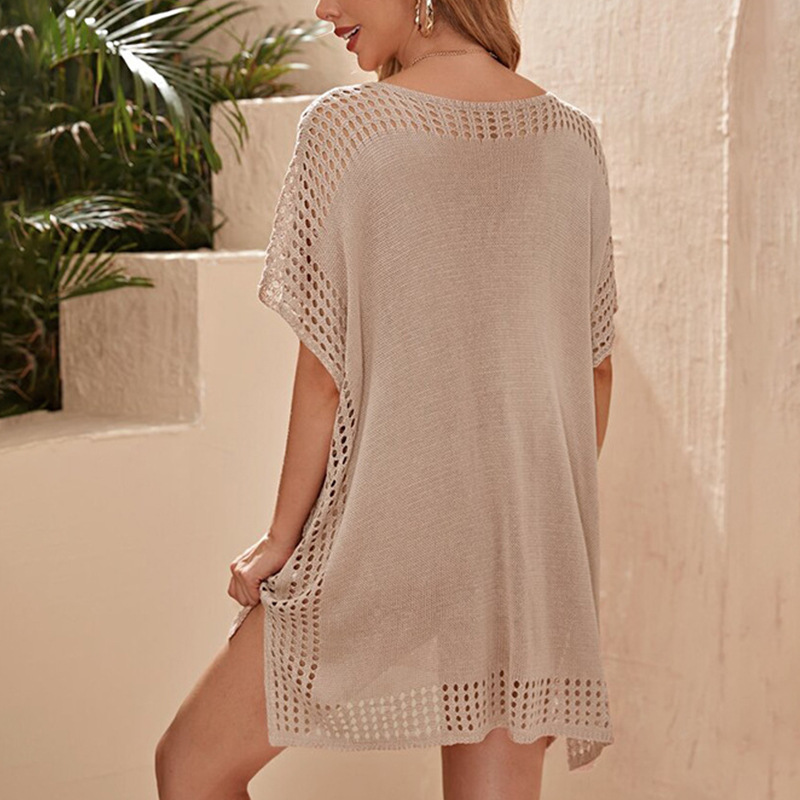 New seaside vacation hollow knitted mesh pullover 132