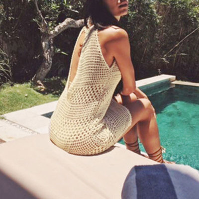 New Women Bikini Top Halter Neck Backless Sexy Knitted Beach Dress 146