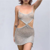 Sexy transparent low waist cable flower suspender dress 134