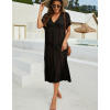 Solid Color Slit Pullover Knit Long Beach Sunscreen 140