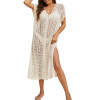 Solid Color Slit Pullover Knit Long Beach Sunscreen 140