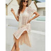 Solid Color Slit Pullover Knit Long Beach Sunscreen 140