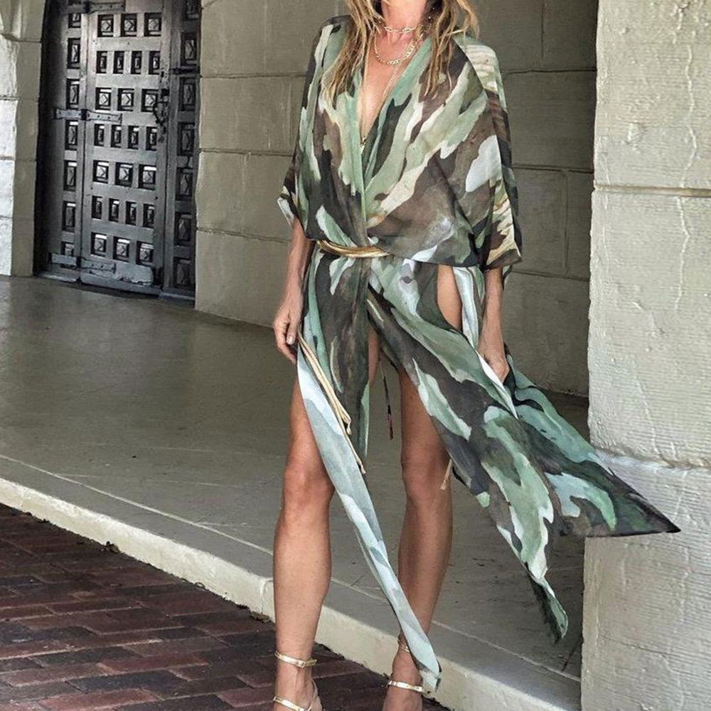 Summer new print large size sunscreen loose chiffon cardigan 153