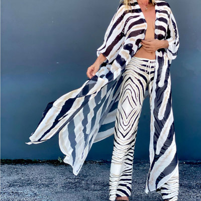 Summer new print large size sunscreen loose chiffon cardigan 153