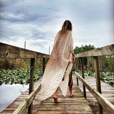Summer new print large size sunscreen loose chiffon cardigan 153