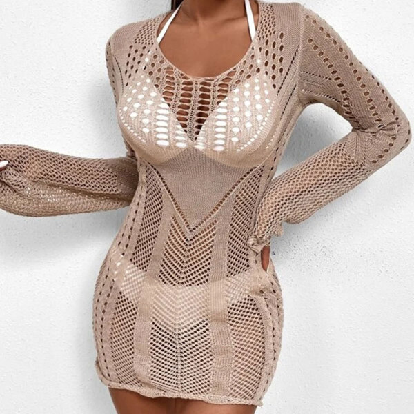 Summer swimwear new sexy see-through hollow knitted beach cover-up 136
