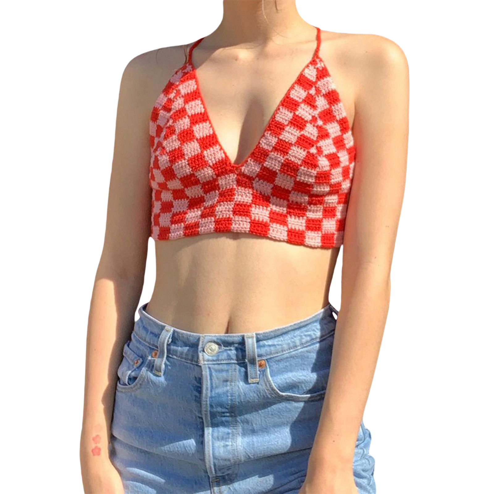 Swimsuit Girls Swimsuit Sexy Red Plaid Holiday Bikini 76