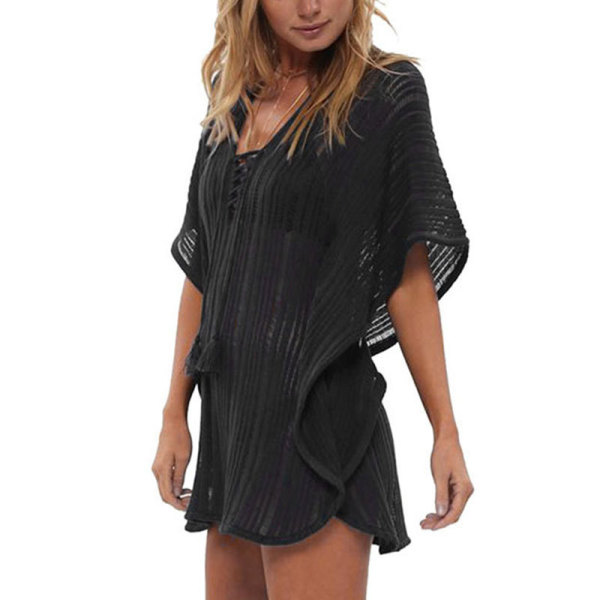 Women's Knitted Hollow Sexy Solid Color Beach Cover Up Sunscreen Shirt 148