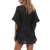 Women's Knitted Hollow Sexy Solid Color Beach Cover Up Sunscreen Shirt 148