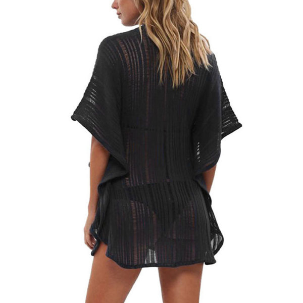 Women's Knitted Hollow Sexy Solid Color Beach Cover Up Sunscreen Shirt 148