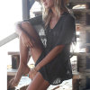 Women's Knitted Hollow Sexy Solid Color Beach Cover Up Sunscreen Shirt 148
